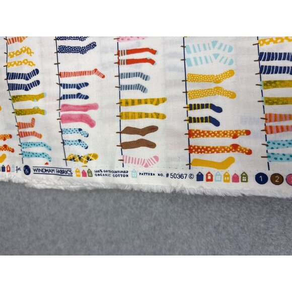 Windham Fabrics 1/2 yard Organic Cotton Fabric with Colorful Socks Pattern - Picture 3 of 8